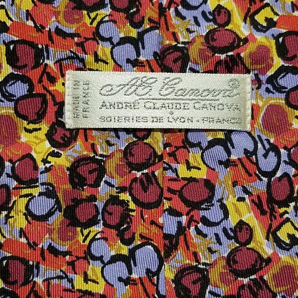 Andre Claude Canova/Georges Duboeuf Multicolor Silk Tie Made In France 59x3.75” - Picture 8 of 9